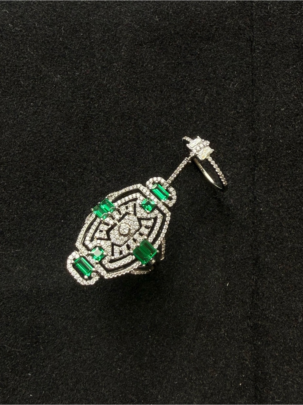 APM Emerald & White Crystal Statement Drop Earring - Green